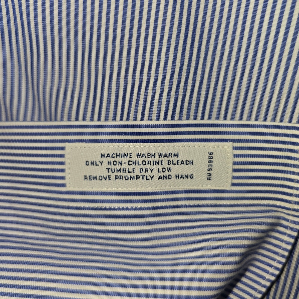 Brooks Brothers Dress Shirt 18-36 Mens Blue Striped Slim Fit Non-Iron Cotton - Picture 7 of 10